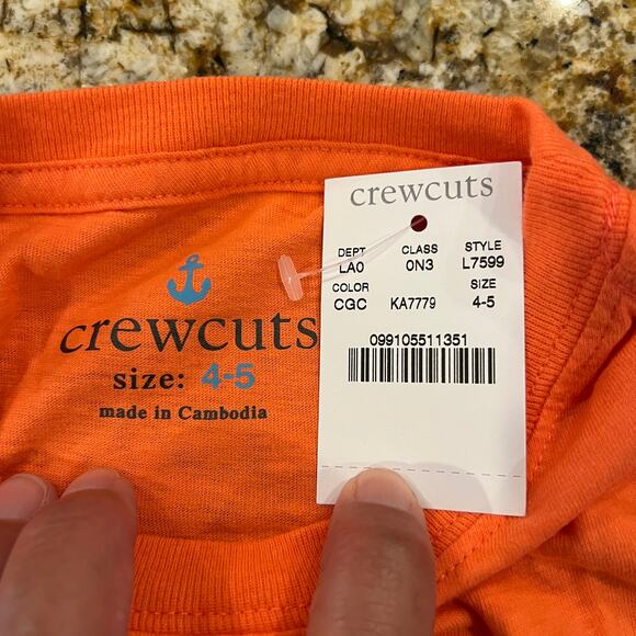 NWT J. Crew Boys' Orange/Coral W/"Chill Out" Graphic T-Shirt - Picture 5 of 9
